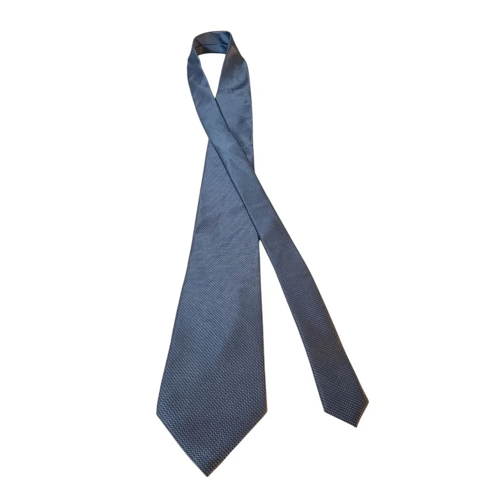 Calvin Klein Mens Tie Necktie Designer‎ Luxury Blue Gray Pin Dot Business Suit